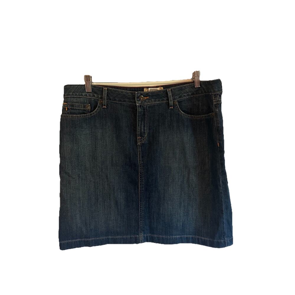 LL Bean Favorite Fit Straight Womens Denim Skirt - Size 14 Pet 99% Cotton